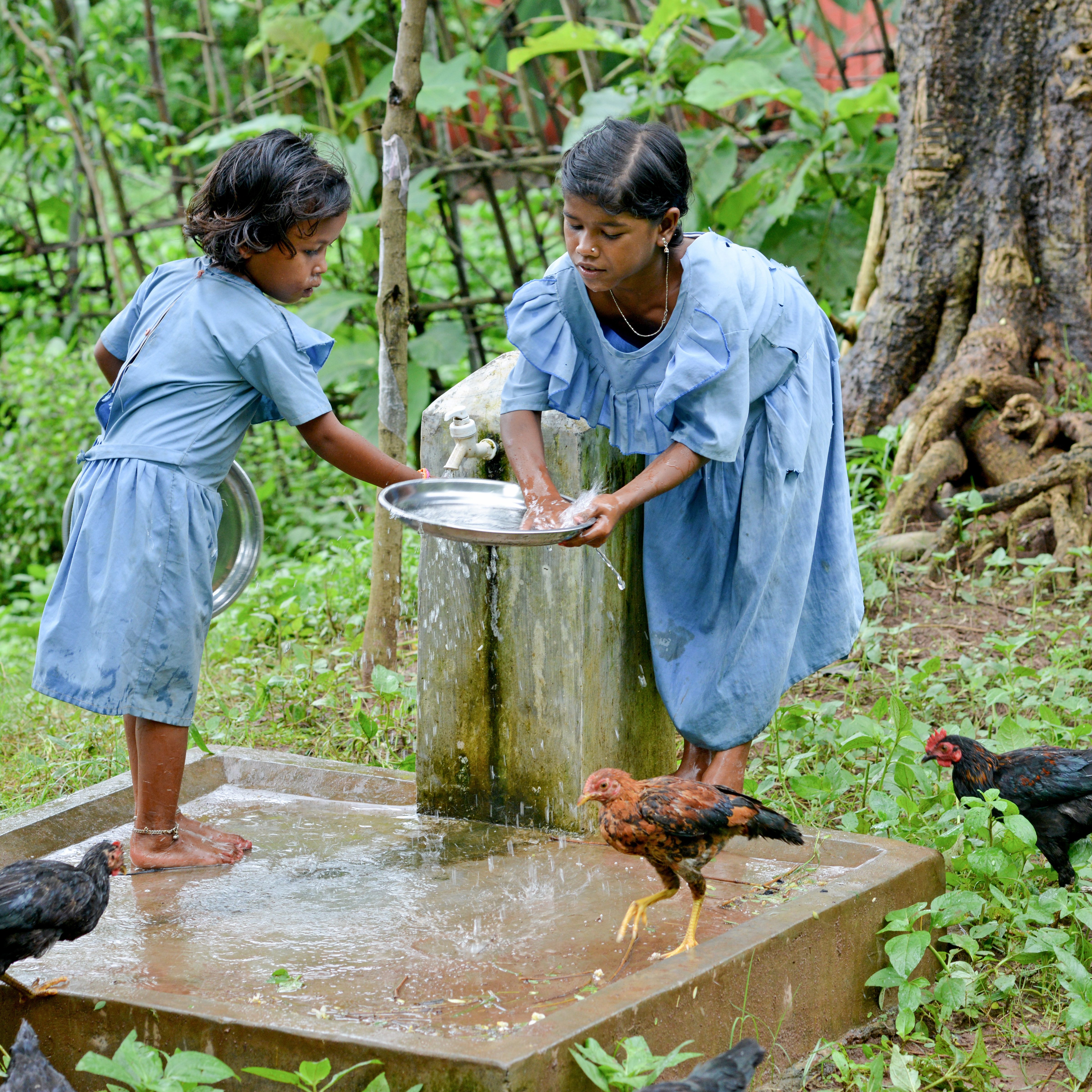 Banita and Bobi washing their plates after having their mid-day meal at school in Lunduriguda village. The running clean water is provided by Gram Vikas.

Gram Vikasâ€™ founders came to Orissa in the early 1970s as student volunteers to serve victims of a devastating cyclone. Their extensive activism and relief work motivated them to form Gram Vikas, which was registered on January 22, 1979, and currently serves more than 3,89,333 people in 1196 habitations of 25 districts in Odisha. 

Through its direct outreach programmes Gram Vikas works in 943 villages across 23 districts covering 59,132 families of which 39% are adivasis, 14% are dalits and the remainder are from general castes, mostly poor and marginal farmers.